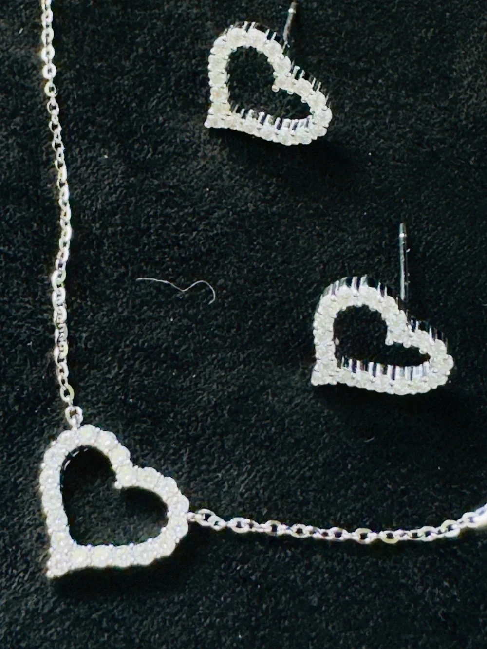 Sterling Silver Moissanite Heart Necklace & Earrings